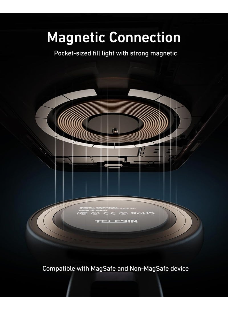 TELESIN C03 Magnetic Phone Beauty Selfie Light Compatible with iPhone Magsafe, CRI97 360° LED Selfie Ring Fill Light with Mirror for Selfies/Photography/TikTok/Zoom Calls/Video Conference - Image 3